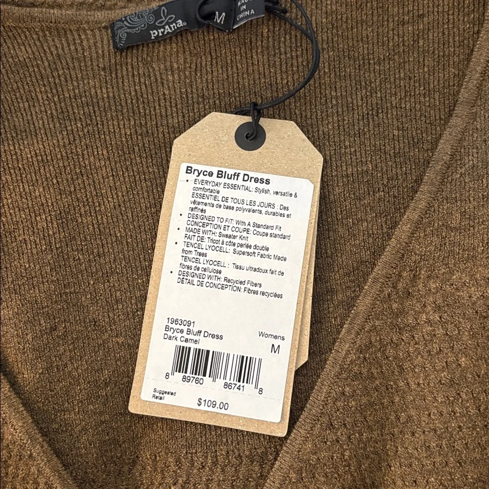 NWT Prana Bryce Bluff Dress in Dark Camel - Picture 9 of 10